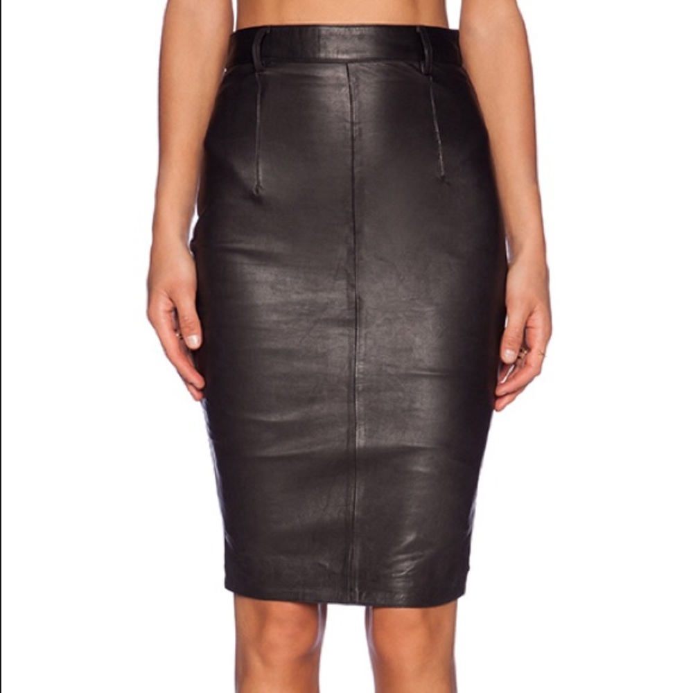 One Teaspoon black leather pencil skirt